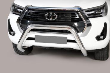 EU-Personenschutzbügel, D: 76 mm für Toyota Hilux Modell 2021, Edelstahl poliert, inkl. EG-Genehmigung