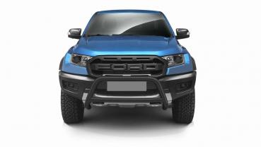 EU-Personenschutzbügel D: 70 mm + D: 60 mm Edelstahl schwarz matt pulverbeschichtet, inkl. EG-Genehmigung für Ford Ranger Raptor Modell 2019
