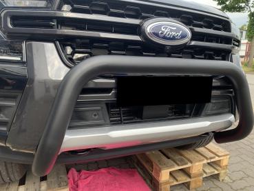 EU-Personenschutzbügel, D: 76 mm  für Ford Ranger Modell 2023, Edelstahl schwarz matt pulverbeschichtet, inkl. EG-Genehmigung