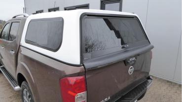 Hardtop mit starren Seitenscheiben, Farbe: Weiß, kabinenhoch, inkl. ABE für Nissan NP300 D23 Doppelkabiner, Modell 2016 + 2019