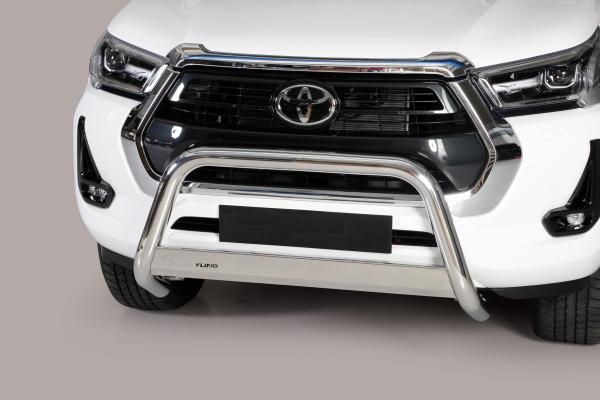EU-Personenschutzbügel, D: 63 mm für Toyota Hilux Modell 2021, Edelstahl poliert, inkl. EG-Genehmigung