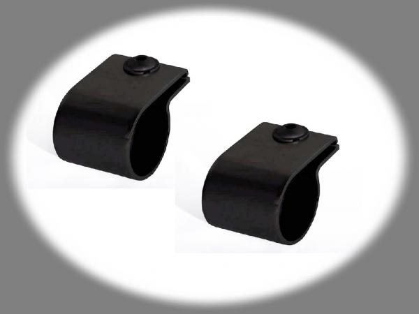 Klemmlampenhalter (Paar), D: 70 mm, Edelstahl schwarz "seidenmatt" beschichtet, Klemmung erfolgt durch Scheinwerferschraube