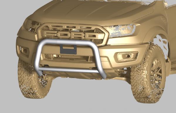 EU-Personenschutzbügel D: 76 mm + D: 51mm Edelstahl poliert, inkl. EG-Genehmigung für Ford Ranger Raptor Modell 2019