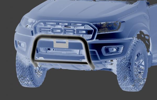 EU-Personenschutzbügel D: 76 mm + D: 51mm Edelstahl schwarz seidenmatt beschichtet, inkl. EG-Genehmigung für Ford Ranger Raptor Modell 2019